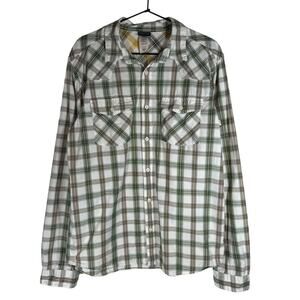 Patagonia Green White Plaid Casual Button Up Shirt‎ Organic Cotton Medium